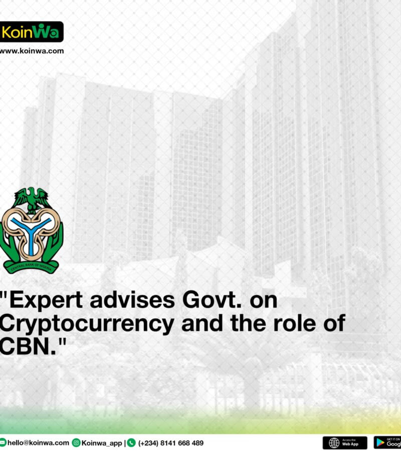 Expert advises Govt. On Cryptocurrency and the role of CBN