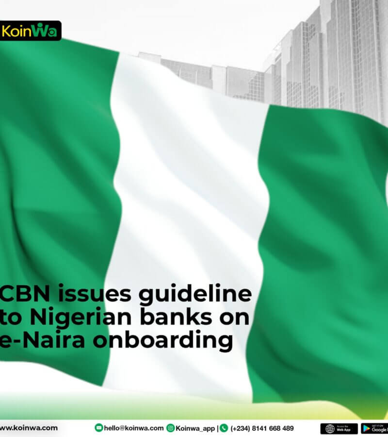 CBN issues guideline to Nigerian banks on e-Naira onboarding