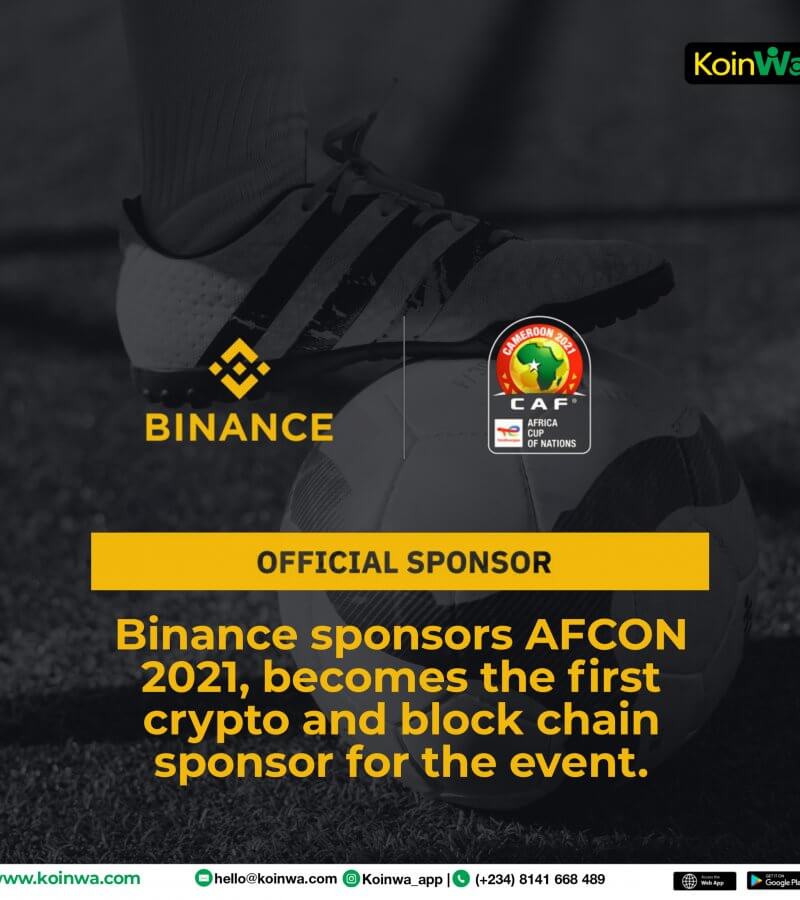 Binance sponsors AFCON 2021, becomes the first crypto blockchain sponsor for the event